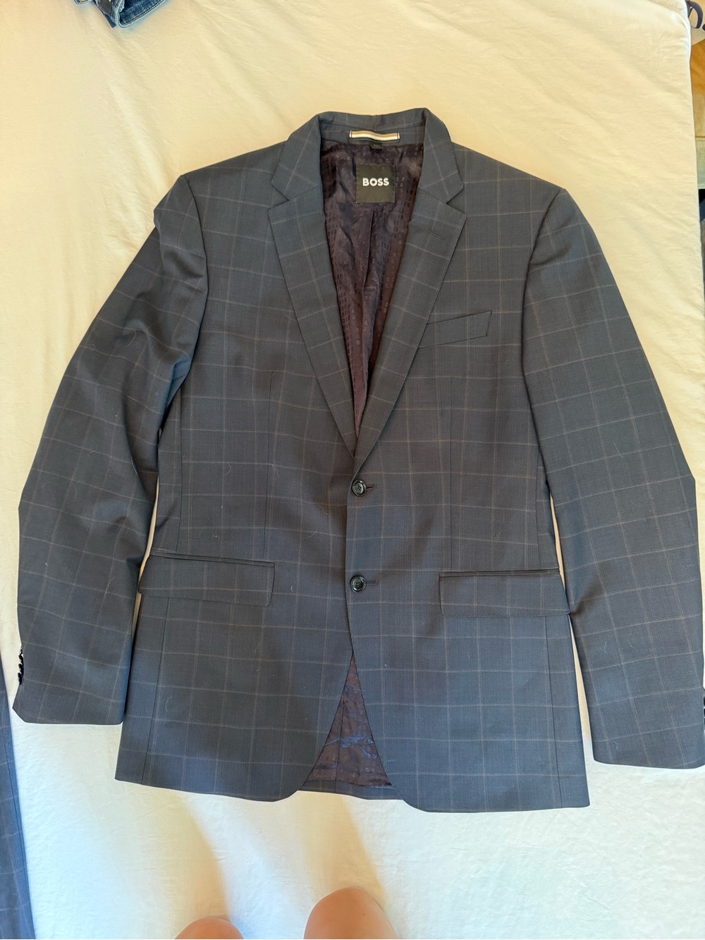 BOSS Navy Windowpane Two-Button Suit
